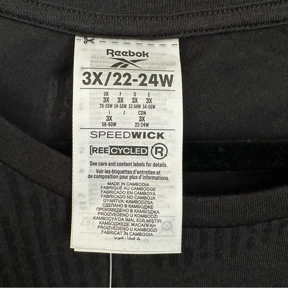 Reebok Women’s Black Speed-Wick Burnout Athletic Short Sleeve Top Size 3X NWT - Picture 4 of 8